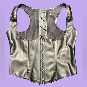 Black Leather Underbust Corset